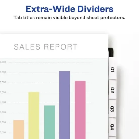 Avery Extra-Wide Big Tab Insertable Dividers for 3 Ring Binders, 8-Tab Sets, White Paper, Clear Tabs, Works With Sheet Protectors, 6 Sets (11254) image {1}