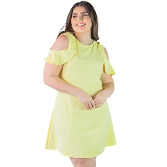 Plus Size Cold Shoulder Extending To Below The Knee Dress image {4}