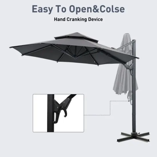 Ainfox 10ft  Outdoor Double-layer Market Umbrella image {3}
