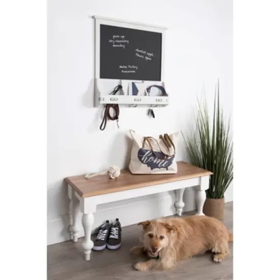 24" x 24" Stallard Wood Wall Chalkboard with Hooks White - Kate and Laurel image {3}