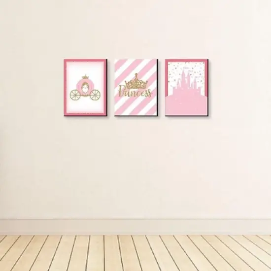 Big Dot of Happiness Little Princess Crown - Castle Nursery Wall Art and Kids Room Decorations - Gift Ideas - 7.5 x 10 inches - Set of 3 Prints image {2}