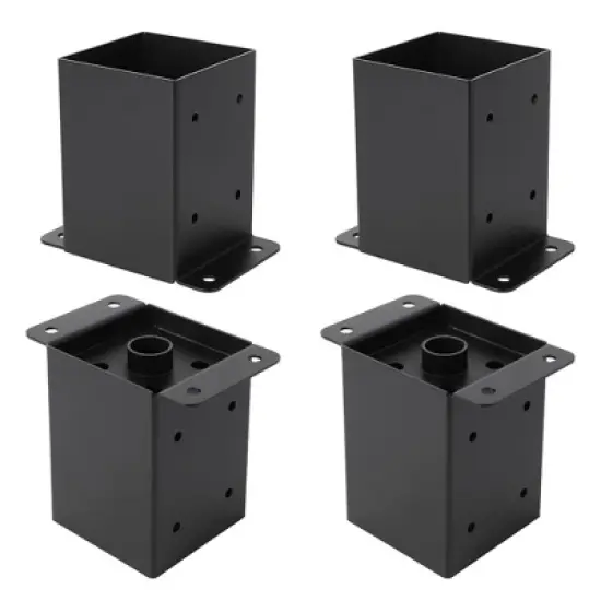 Post Base, Post Bracket - 4 PCS Heavy Duty Metal 4x4 with Partition, Powder-Coated Anchor for Deck, Pavilion, Railing Support image {6}