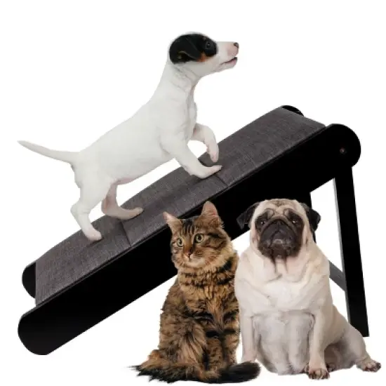 Pet Adobe Foldable Wooden Pet Ramp, Black/Gray image {8}