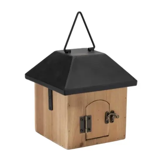 Wooden Birdhouse with Metal Roof 7.7"H image {1}