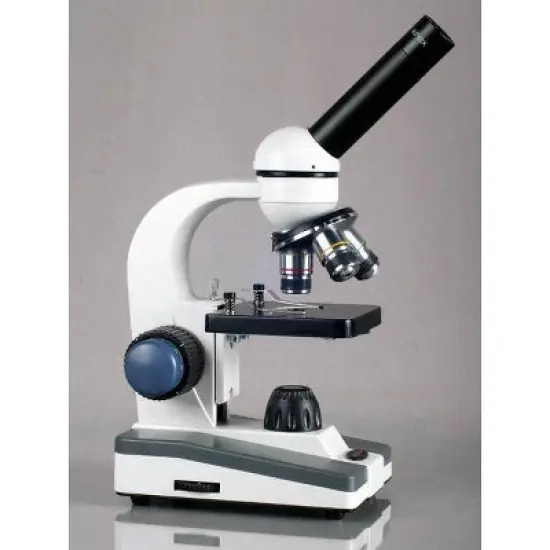 Portable 40X-1000X Magnification Monocular Student Microscope with 25pc Prepared Slide Kit - AmScope image {1}