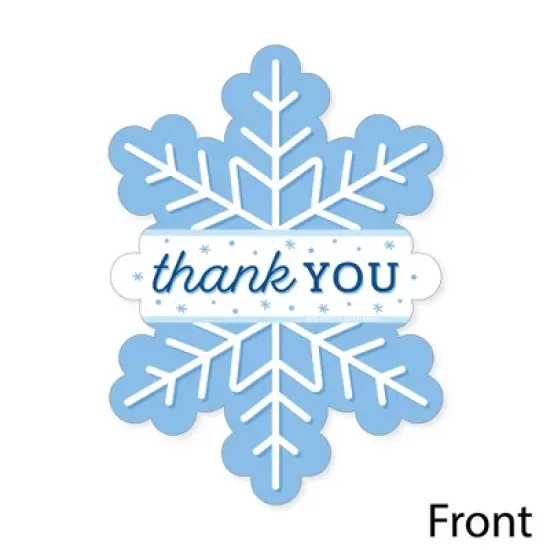 Big Dot of Happiness Blue Snowflakes - Shaped Thank You Cards - Winter Holiday Party Thank You Note Cards with Envelopes - Set of 12 image {2}