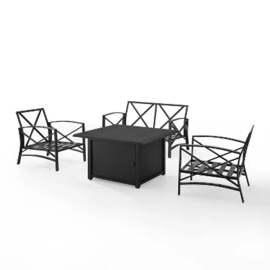 Kaplan 4pc Outdoor Conversation Set with Dante Fire Table - Mist - Crosley image {3}