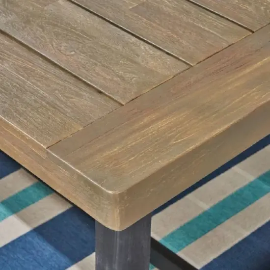 Baxley 6pc Acacia Dining Set with Bench - Sandblast Gray/Gray - Christopher Knight Home image {4}