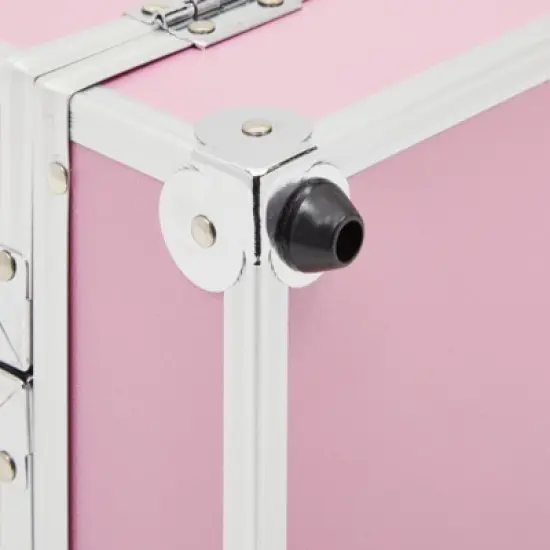 Glamlily Iridescent Pink Train Makeup Case, 3 Tier 5 Compartment Cosmetic Storage Box image {6}