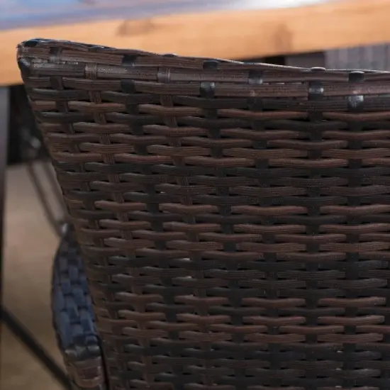 Torrens 7pc Acacia Wood/Wicker Patio Dining Set - Brown - Christopher Knight Home image {3}