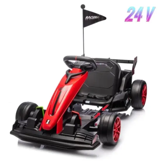Garvee 24V Electric Go Kart for Kids Ages 6-12, 7.5MPH High-Speed Drift Car with Adjustable Seat, 2&times;200W Motors,7Ah Battery,135lbs Max Load image {9}