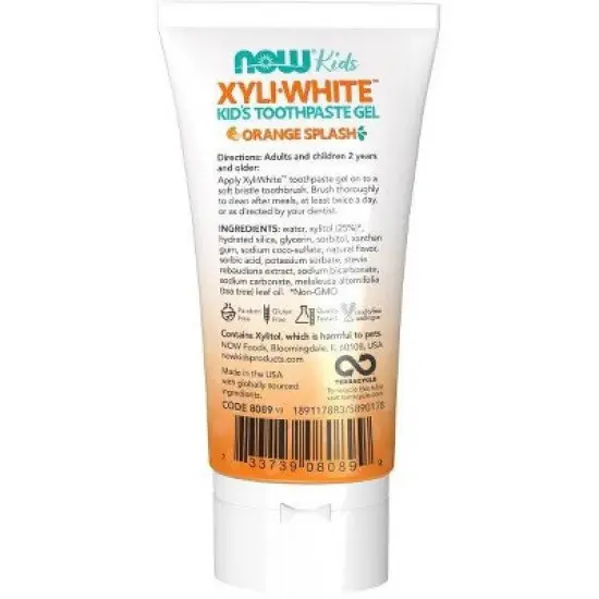 XyliWhite Orange Splash Kids Toothpaste by Now Foods  -  3 oz Gel image {1}