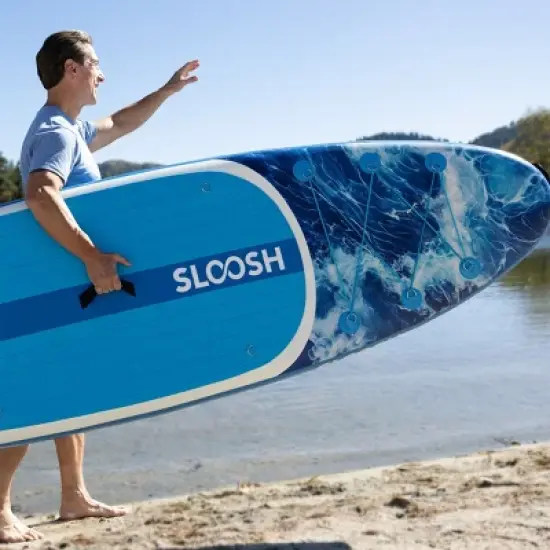SLOOSH 126'' Ripple Inflatable Stand Up Paddle Board SUP with Premium Accessories, Non-Slip EVA Deck, Bag Included for Youth & Adults Water Adventure image {7}
