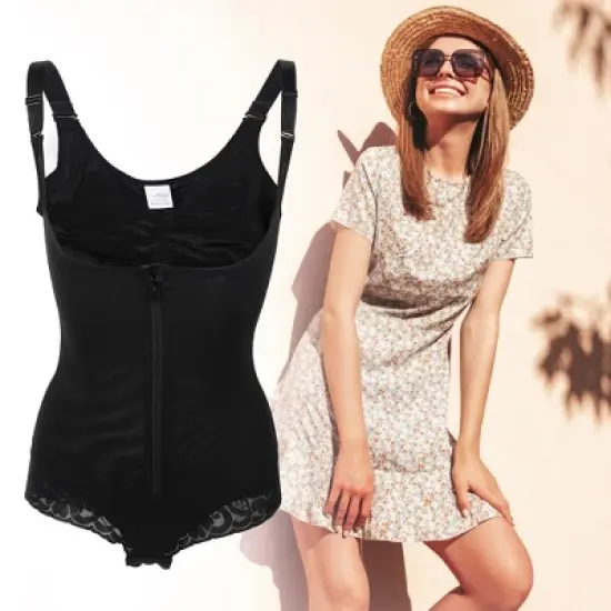 Unique Bargains Women Shapewear Tummy Control Full Bust Bodysuit Butt Lifter Thigh Slimmer with Zipper image {1}