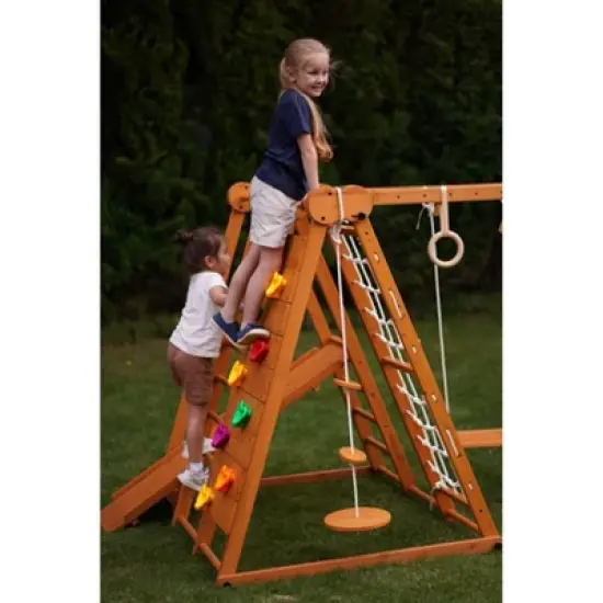 Chestnut - Outdoor and Indoor 8-in-1 Jungle Gym for Toddlers Playset Large image {3}