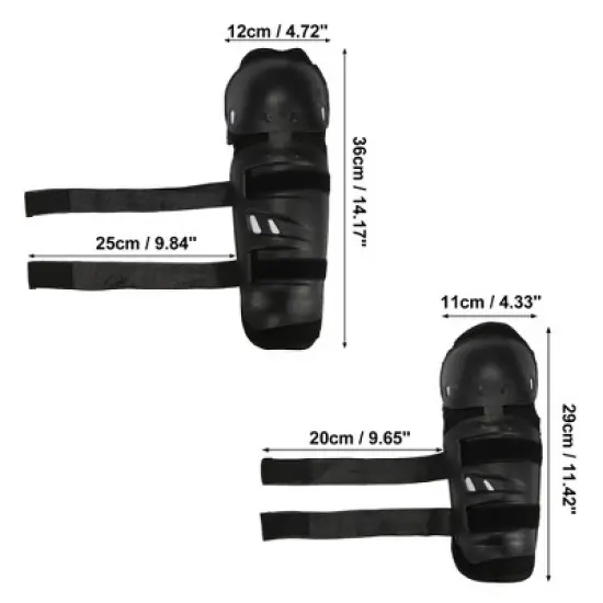 Unique Bargains Roundhead Motorcycle Knee Elbow Pads Motorcycle Knee Guards with Adjustable Strap for Adults Black 4 Pcs image {3}
