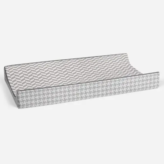 Bacati - Herringbone Quilted Muslin Changing Pad Cover Gray image {2}