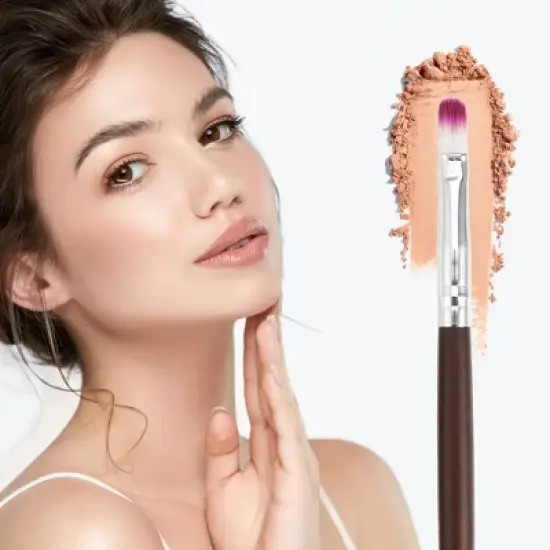 Unique Bargains Lip Makeup Brushes and Sets Brown 3 Pcs image {4}