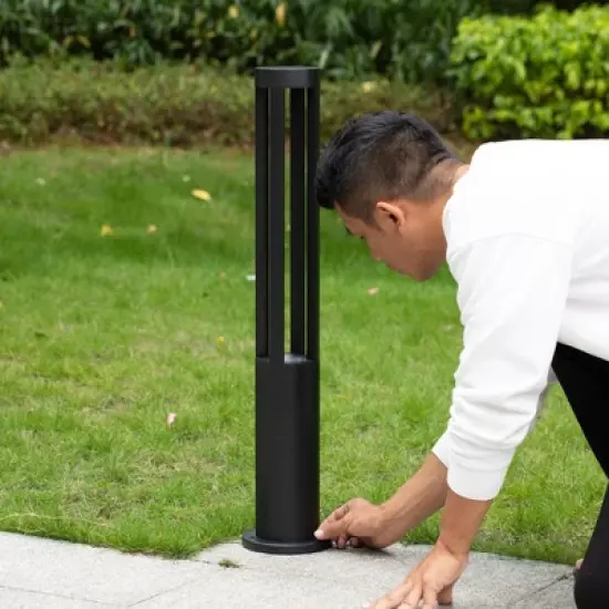 Round Black LED Garden Aluminum Light, Gardenized Decorative Outdoor Bollard Light for Garden, Pathway, and Driveway image {10}