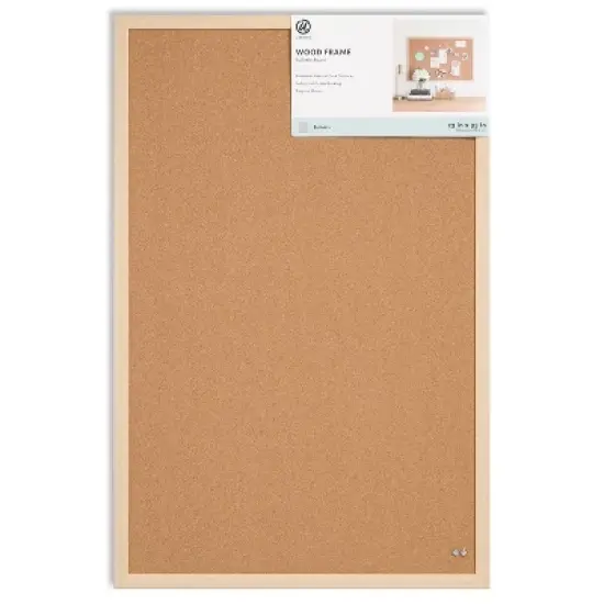 U Brands 23"x35" Birch Wood Frame Bulletin Board image {5}