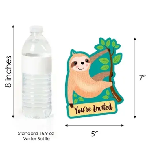 Big Dot of Happiness Let's Hang - Sloth - Shaped Fill-in Invitations - Baby Shower or Birthday Party Invitation Cards with Envelopes - Set of 12 image {3}