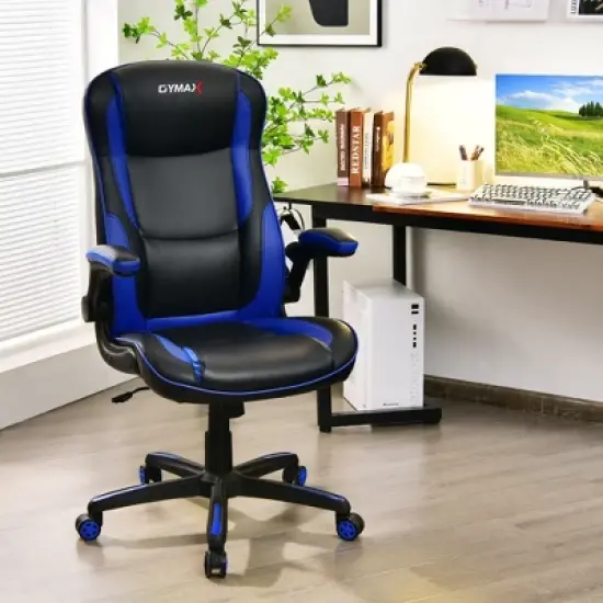 Costway Racing Style Office Chair Ergonomic Adjustable Computer Chair w/Flip-up Arm image {2}