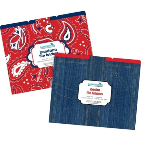 Barker Creek Western Letter-Size File Folders Multi-Design Set 24 per Set: Top Tab, Non-Pronged, 50 Sheet Capacity, Multicolored image {3}