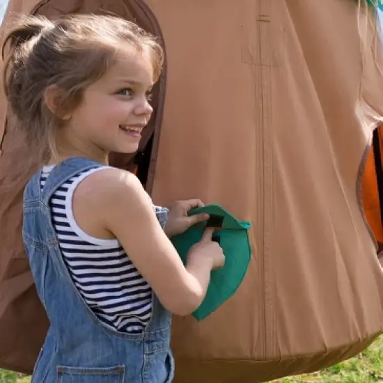 HearthSong Woodland HugglePod HangOut Set with Nylon Hanging Tent, LED Leaf Lights  and Crescent Stand image {10}