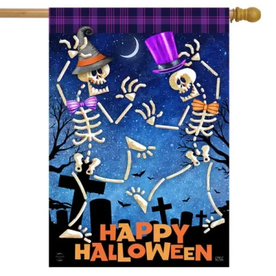 Briarwood Lane Halloween House Flag 40x28 For Outdoor Dancing Skeletons For Halloween House Flag image {1}