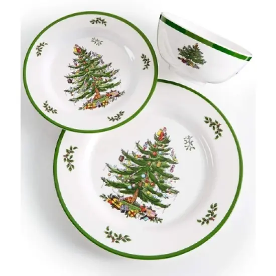 Spode Christmas Tree Melamine Dinner Plate (Set of 4) - 11 Inch Shatterproof Serving Plate - Festive Tableware, Dishwasher Safe Dinnerware image {4}