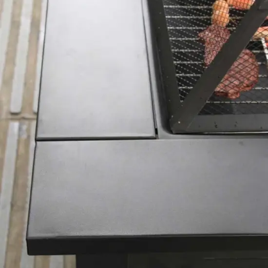 NAYSAYE Grill Racks 2 in 1 Patio Table Fire Pit for Outdoor Enjoyment and Atmosphere, Black, 26.37"*24.01"*9.05" image {2}