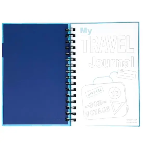 Travel Journal for Kids 8.5"x5.5" Teal - Kahootie Co: Undated Wire-Bound Notebook, 140 Pages, Hard Cover, Preprinted image {2}