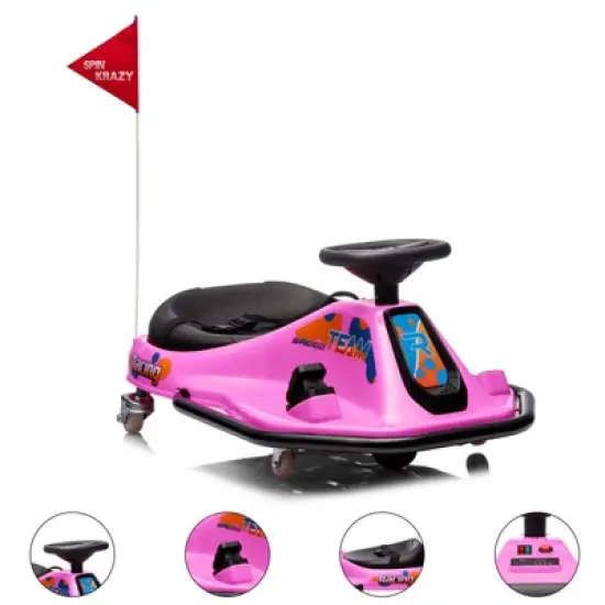 24V Ride on Car Electric Drifting Go Kart for Kids, Ride On Race Car for Ages 3-8 Years, High/Low Speed Switch and Simplified Drifting System image {11}