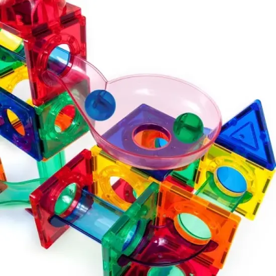 PICASSO-TILES Marbles for Marble Run Magnetic Tiles for Kids, LED, Educational Magnet Tile Race Track Building Blocks STEM Toy, 4PCS image {2}