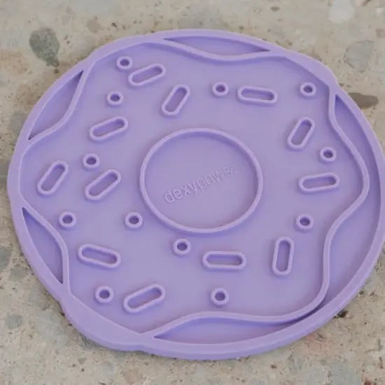 Dexypaws Enrichment Lick Mat: Lilac Donut Delight - Grooved Silicone image {2}