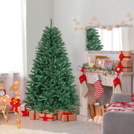 Costway 6ft Hinged Artificial Christmas Tree Unlit Douglas Full Fir Tree w/ 1355 Tips image {2}