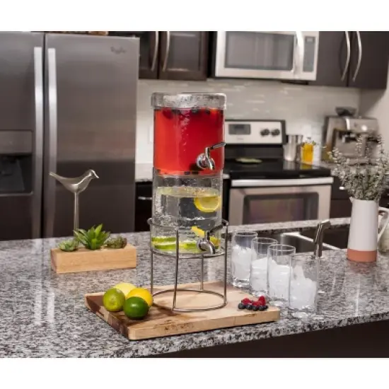 BirdRock Home 2 Gallon Stacking Beverage Dispenser with Stand and Lid - Stainless Steel image {4}
