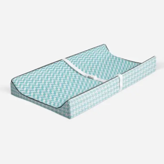 Bacati - Herringbone Quilted Muslin Changing Pad Cover Aqua image {2}