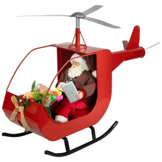 Northlight Lighted and Musical Santa Claus Helicopter Christmas Decoration - 31" image {3}