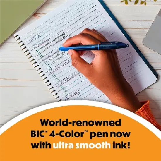 BIC 4-Color Smooth Retractable Ballpoint Pen Medium Point Assorted Ink 12/Pack (MMS11-AST) image {6}