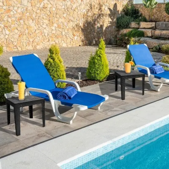 Sunnydaze Weather-Resistant Outdoor Side Table with Faux Wood Plank Tabletop - 16.5" Square - Black image {11}