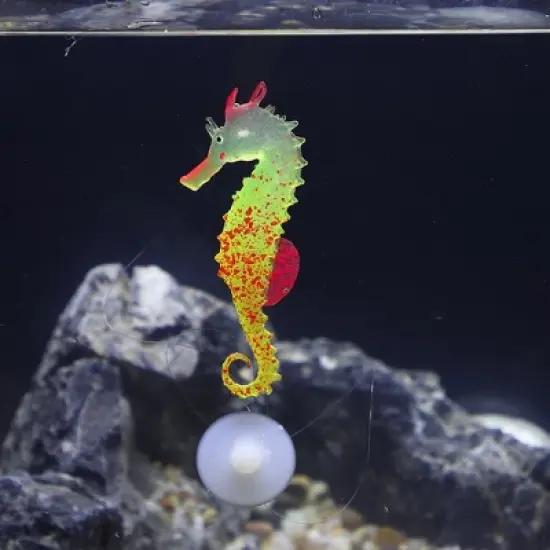 Unique Bargains Aquarium Artificial Seahorse Ornament with Suction Cup Yellow 1 Pc image {4}