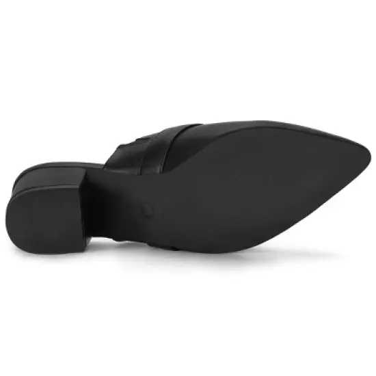 Allegra K Women's Pointed Toe Slip-on Block Heel Sandals Mules image {4}