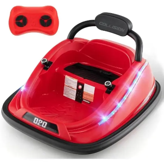 Costway Bumper Car for Kids Electric Ride on Car with Remote Control Joystick Flashing LED Lights image {12}