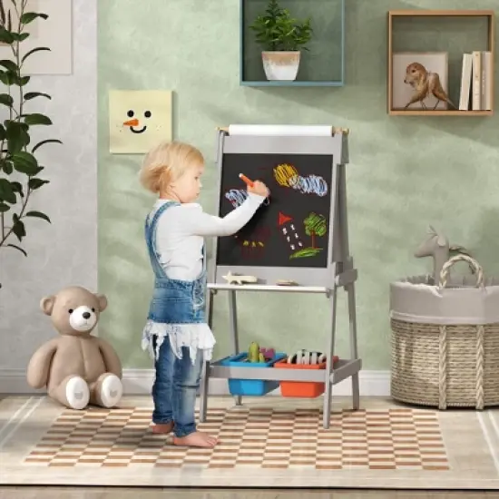 Dexmalle Double Sided Whiteboard & Chalkboard for Toddlers image {1}