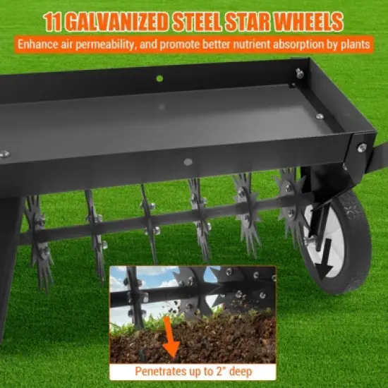 40-Inch Tow Behind Spike Aerator with Galvanized Steel Tines, Soil Penetrator with Extra-Wide Tow Bar with Adjustable Handle for Farm image {2}