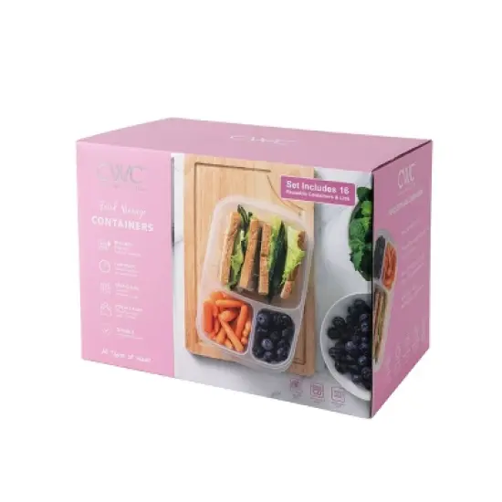 Cook With Color 16pc 3 Compartment Portion Containers image {2}