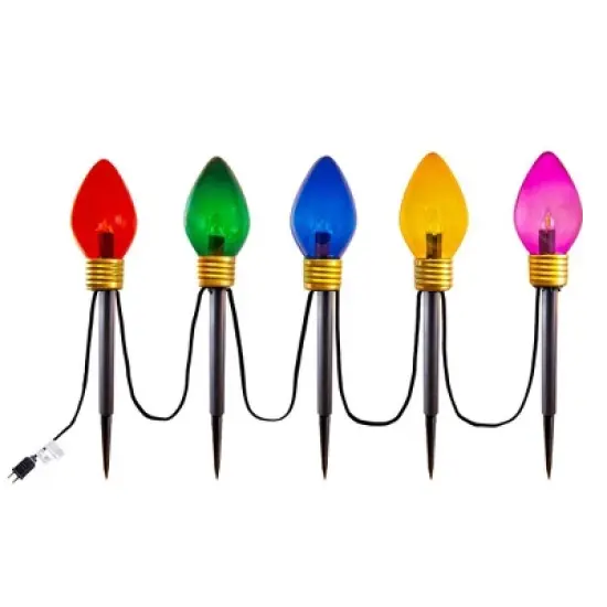Novelty Lights 6 Feet Jumbo C7 LED Walkway Pathway Light Set, Multicolored, Comes with Light Stake image {1}