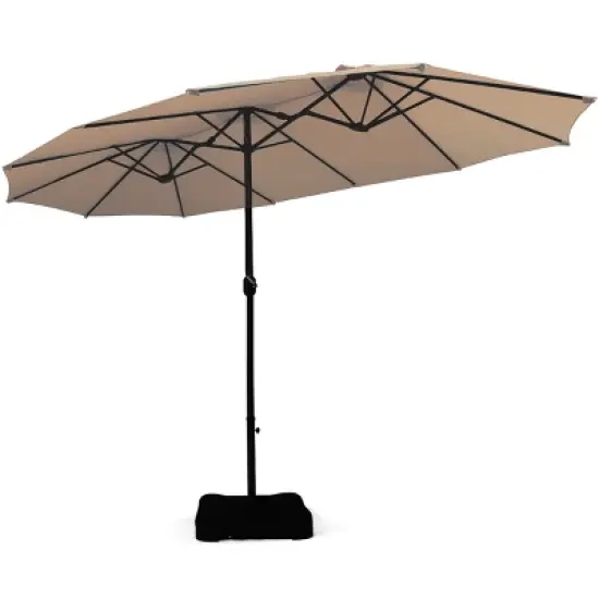 Tangkula 15Ft Outdoor Double-Sided Patio Umbrella with Base image {1}