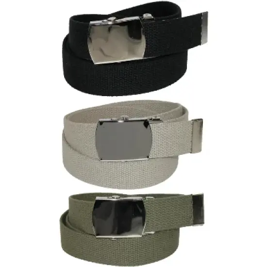 CTM Big & Tall Cotton Belt with Nickel Buckle (Pack of 3 Colors) image {3}